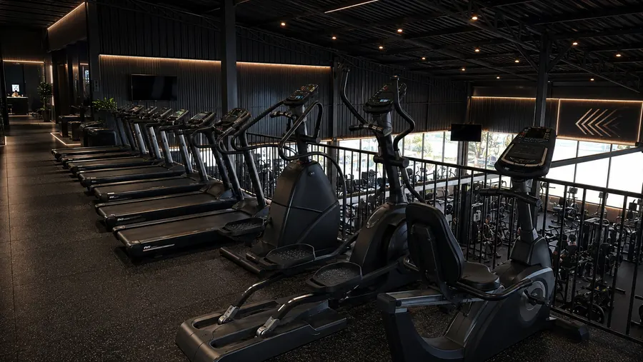 Treadmill row on the mezzanine