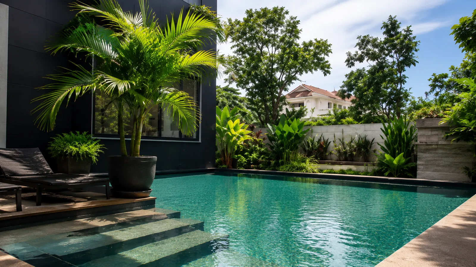 Outdoor swimming pool framed by palms at Universe Gym Pattaya